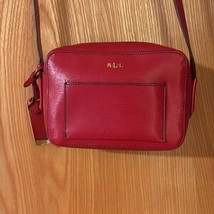 Ralph Lauren Small Red Camera Crossbody Purse Handbag
